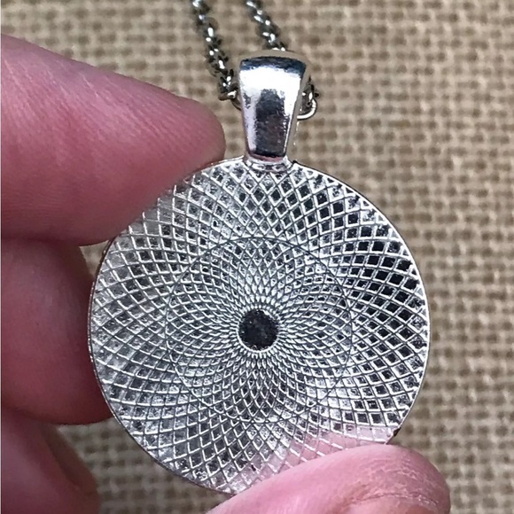 Dome Glass Round Owl Pendant Necklace Silver Tone Dark Academia Goblin Core - Picture 3 of 3